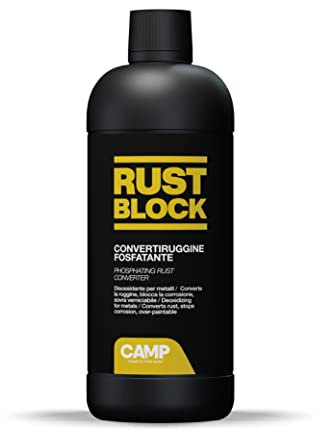 Camp Rust Block Convertisseur de Rouille avec Phoshate - Convertisseur de rouille protecteur à action rapide, antirouille prêt à l'emploi pour surfaces en fer et acier, 750 ml