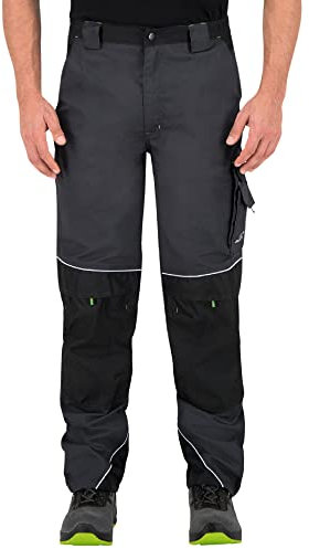 BWOLF Brave Arbeitshosen Männer Arbeitshose Herren Arbeitshose mit multifunktionalen Seitentaschen, Rückentaschen und Kniepolster-Taschen + verstärkt mit 600D Polyester (Grau, XL)