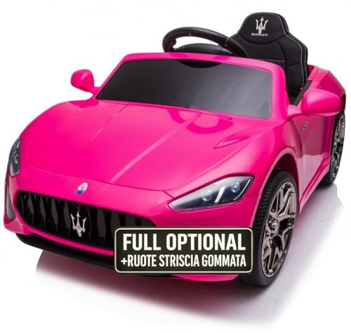 Macchina Elettrica Per Bambini Maserati Gran Cabrio con Sedile in Pelle Auto Elettrica Per Bambini Telecomandata Porte Apribili Doppio Motore Elettrico 12V Carico 25 Kg TOYSCAR Rosa