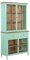 Retro Landhaus Vitrine Küchenbuffet Provence Metallkorpus Holz Mint 200cm