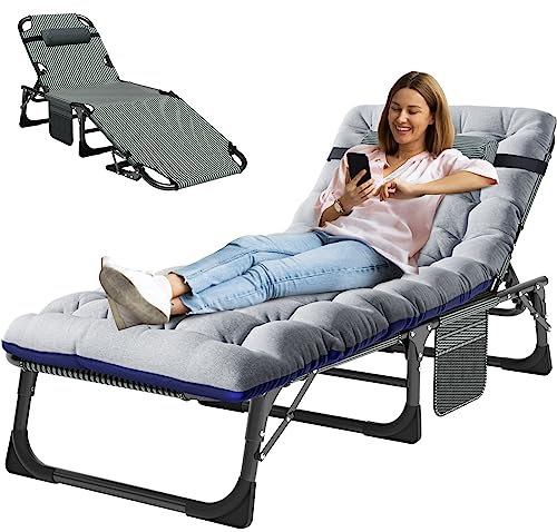 MOPHOTO Klappbarer Chaiselongue 5-Positionen, Klappbett, robuste Terrassen-Chaiselongue für draußen, Pool, Strand, Rasen, Camping