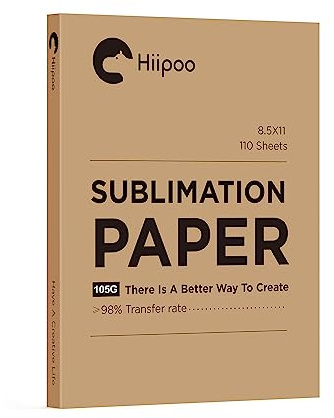 Hiipoo Sublimation Paper 8.5x11 Inch, Work with Sublimation Ink and E Sawgrass Inkjet Printers for Mugs T-Shirts Light Fabric and Other Sublimation Blanks (110 Sheets, 105G) (A-8.5x11)