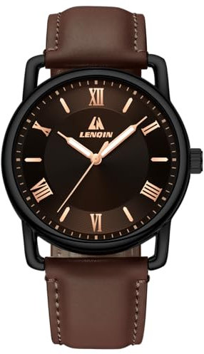 LN LENQIN Herren Uhr Uhren Herren Analog Quarz Uhren für Männer 30M Wasserdicht Armbanduhr Herren Mode Business Leder Uhren