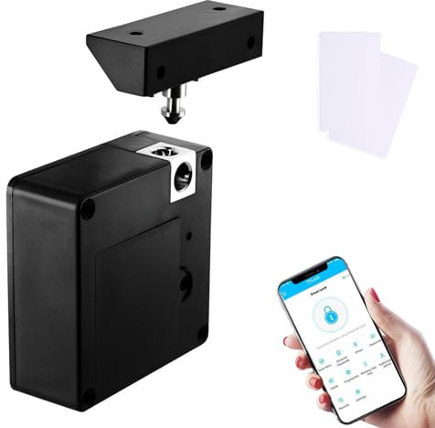 Smart Schubladenschloss, RFID Elektronisches Küchenschrankschloss, Möbelschloss mit APP NFC, Briefkastenschloss Kindersicherung Schrank Elektronisches Schrankschloss Schwarz