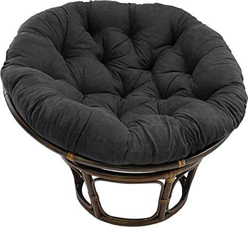 Cuscino rotondo trapuntato per sedia con laccetti, per esterni, giardino, balcone e soggiorno, impermeabile, per sedia girevole in rattan (132 cm, nero)