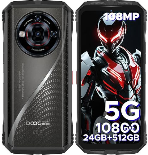 DOOGEE S118 PRO Rugged Smartphone 5G, 24GB+512GB(2TB) DDR5, Dimensity 7050, 6.6'' FHD+ 120Hz IPS, 10800mAh/33W, 108MP+20MP Night Vision, Android 14 Rugged Phone, Al Function, WiFi 6/Face ID/NFC-SILVER
