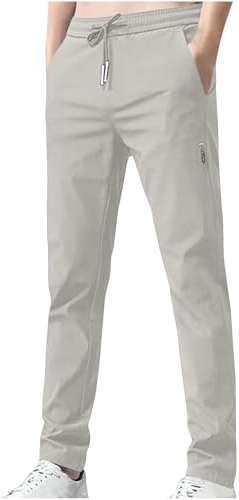2025 Pantalones Hombre Verano Pantalon Chinos para Hombre de Cintura Elásticos Corte Regular Ligeros Cómodos Pantalones de Trabajo con Bolsillos Color Sólido Pantalón Largo Talla Grande