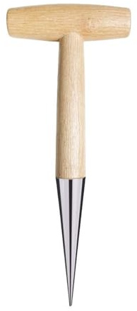 Fioriera da giardino in acciaio inox da 28 cm con manico in legno per bulbi, foratrice per fori da giardino, per giardinaggio