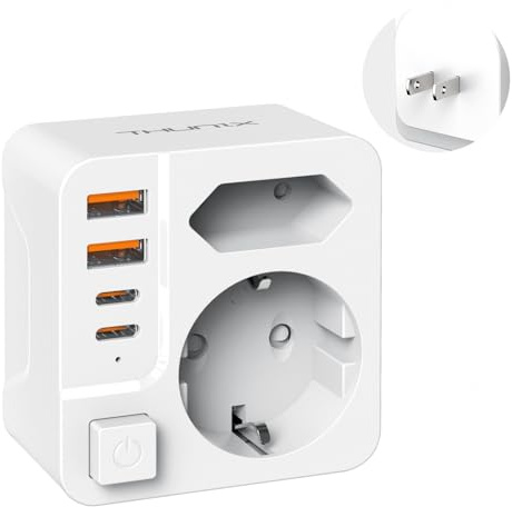 THUNIX Adaptador Enchufe a Japón, Cargador Japón Viaje con 2 USB-C PD20W Carga rápida y 2 USB-A,Compacto Adaptador español a ChinaTipo A para USA/China/Canadá/Tailandia
