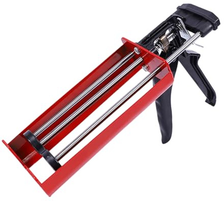 Pistola a doppia cartuccia, pistola applicatore manuale per fughe, pressa per cartucce, 2 K fino a 400 ml, applicatore per colla bicomponente, rapporto di miscelazione per sigillanti epossidici (rosso