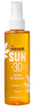 Melem Sun Dry Oil SPF 30 150ml - Huile solaire sèche à haute protection UVA/UVB