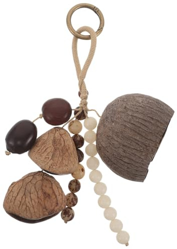 Totority Sonajero Africano de Cáscara de Nuez Portátil Sonido Terroso Rico para Yoga y Meditación, Campana de Mano Tradicional para Colgar en Bolsa