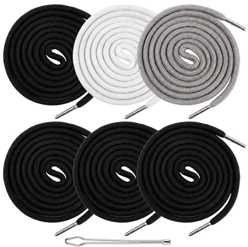 6 Pcs Drawstring Cords Replacement, 130 cm Hoodie Strings(black white gray） | Drawstrings for Jogging Bottoms, Hoodie Drawstrings with Metal Ends for Joggers, Sweatpants, Trousers with Pull-Through Tool