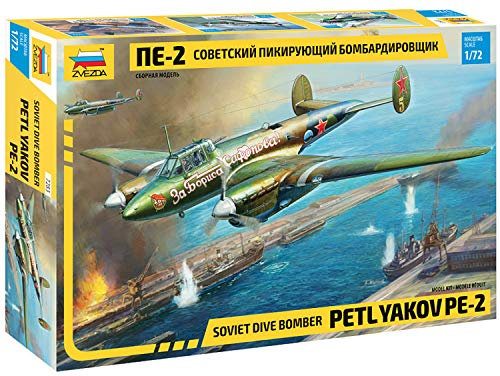 Zvezda 500787283-1:72 PetlyakovPe-2 Soviet Fighter/Bomber - Plastikbausatz - Modellbausatz - Zusammenbauen - Bausatz - für Einsteiger - detailliert