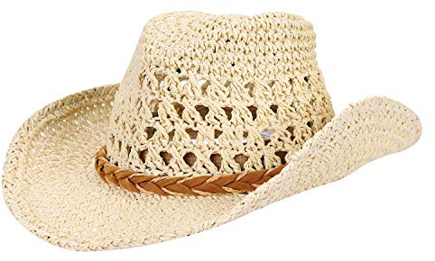 Parent-Enfant Chapeau de Cowboy Panama Large Bord Chapeau de Paille Soleil Plage Pêche Voyage Eté Anti UV Soleil Bonnet Western Pliable Cap Fedora Trilby avec Mentonnière pour Homme Femme Garçon fille