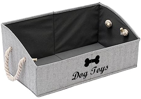 MOREZI Boîte à jouets pour animaux de compagnie en toile, très appropriée pour organiser des jouets pour chiens et des fournitures pour animaux de compagnie–Motif à rayures