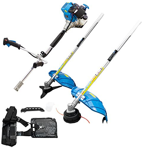 BITUXX 2in1 Benzin Motorsensen Set 4-Takt Trimmer Freischneider mit Fadenkopf 3-Zahnblatt und Doppelschultergurt - laufruhiger 4-Taktmotor - 31ccm