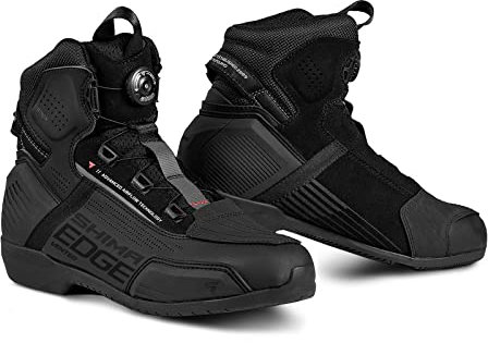 SHIMA EDGE Vented, Motorradschuhe für Männer - Verstärkte Straßenreitschuhe mit ATOP-Verschlusssystem, Knöchelstütze, Rutschfeste Sohle, Schaltgriff (Schwarz, 46)