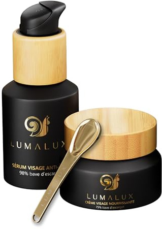 Lumalux- 2 in 1, Siero e Crema con Bava Di Lumaca 98% e 75%- Acido Ialuronico Antirughe e Aloe Vera