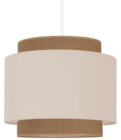 youngDECO® Hängelampe BOHO 2xE27, esstische Pendelleuchte, Beige Hängeleuchte, Ø38cm Stofflampenschirm, Deckenlampe für Schlafzimmer, Kinderzimmer, Wohnenzimmer, Küche, hergestellt in der EU
