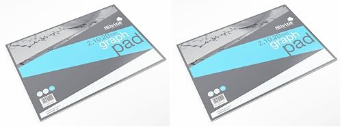 Silvine A3 Professional Graph Paper Pad - Printed 2-10-20mm Graph (50 Sheets) (Pack of 2)