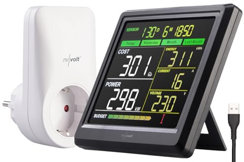 revolt Energiekostenmesser: Funk-Energiekosten-Messer, bis zu 6 Steckdosen, externes Display (Digitaler Energiekostenmesser, Digitaler Stromzähler-Steckdosen, Zähler)