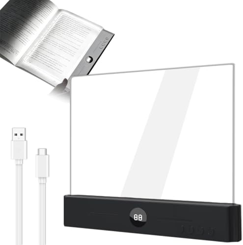 Pipihome Flat Book Light, Rechargeable Book Reading Light | Book Lamp with 3 Colors & Timer, Reading Lights for Books in Bed, Eye Protection LED Book Page Night Light for Reading Lovers