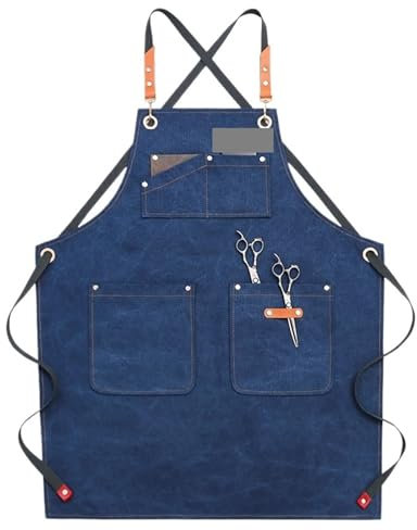 LSNNMU Tablier De Travail Tablier de menuiserie for Homme, 590 g, avec 9 Poches à Outils, idéal for Le Travail du Bois. Tablier en Toile cirée très résistant.(Blue B)