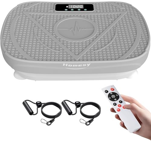Homesy Vibration Platform Exercise Machine â Whole Body Workout, Fat-Burning & Lymphatic Support, Includes Remote and Resistance Bands, Shake Plate for Home Fitness and Fat Burning for Women Men, Grey