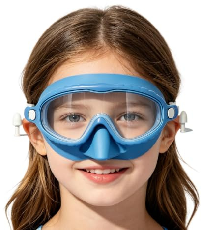 Occhiali da Nuoto per Bambini con Coprinaso,Maschera Subacquea Grandangolare Antiappannamento - Antigroviglio Impermeabili con Coprinaso,Per Piscina Mare Lago Snorkeling Ragazzi Ragazze 4-16 Anni