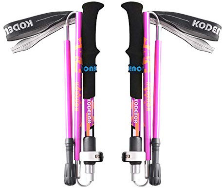 KS Tools 1 Paar Walking Trekkingstöcke Tragbarer Ultraleichter Spazierstock Faltbare Schnellverriegelung Outdoor Sports Running Trekkingstange,Pink,110-115cm