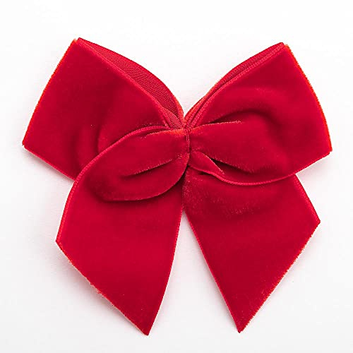 Italian Options Lot de 6 nœuds adhésifs en Velours Doux pour Cadeau - 10 cm de Large - Rouge