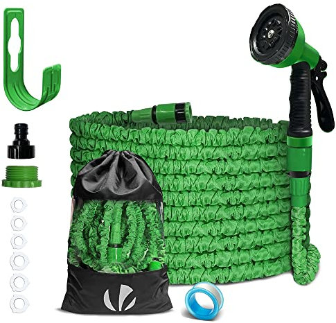 VOUNOT Flexible Garden Hose 50FT Expandable Magic Water Hose Pipe with 10 Modes Water Spray Nozzles, Green