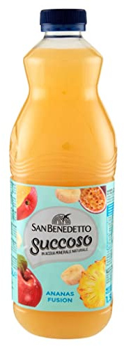 Lot de 6 bouteilles en PET San Benedetto Succoso Ananas Fusion 1,5 l de jus de fruits