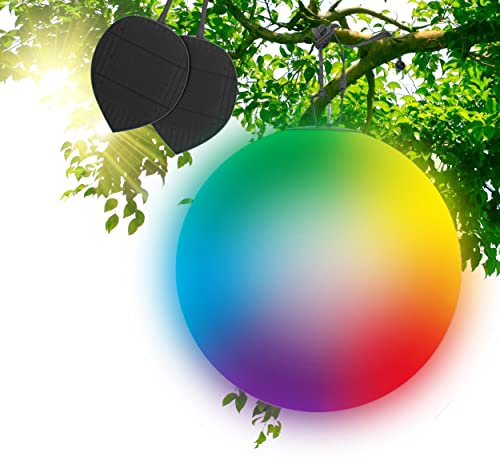 GuirLED - Sfera solare Sfera luminosa LED IP55 RGB Premium XL - Ricaricabile Sole/settore - Telecomando - Lampada da giardino - Fissaggio sugli alberi - Diffusione 360°- Made in France - 50 cm