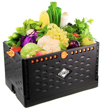 Caisse Rangement Plastique Pliable Boîte de Rangement Panier Grande Bacs de Rangement 34 * 36 * 56CM Empilable Boîte Pliante 60L Panier Conteneur pour Vêtements Jouets Livres Collation Chaussure