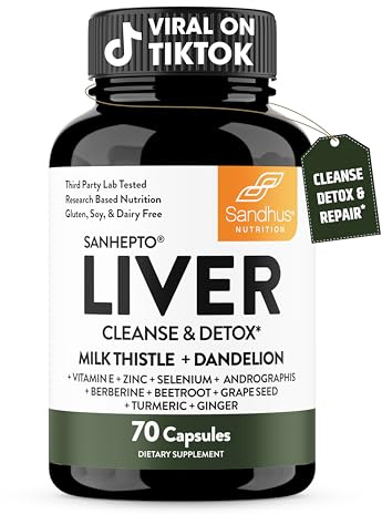 Sandhu's Liver Cleanse Detox & Repair Support Capsules with Milk Thistle & Dandelion Root | Herbal Supplement Pills for Liver Health | for Men & Women | Made in USA | Viral on Tiktok | 70 Count