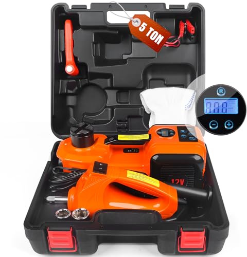 3-in-1 Electric Hydraulic Car Jack Kit – The Ultimate CarJack Electric for Effortless Tire Changing, Robust 5 Ton 12V Jack with LED & Impact Wrench, Designed for Cars, SUVs, and Trucks