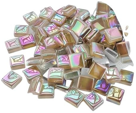 Tesselles Mosaique 100 pièces (100g/3.52oz) carreaux de mosaïque en verre émaillé brillant 4mm/0,16 pouces d'épaisseur 1cm/0,39 pouces, carreaux artisanaux carrés, matériaux de fabrication de mosaïque