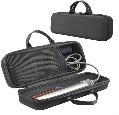FUANA Custodia antiurto in EVA per piastra per capelli Dyson Airstrait HT01, impermeabile, da viaggio, con tasca in rete, custodia protettiva per il trasporto (nero)