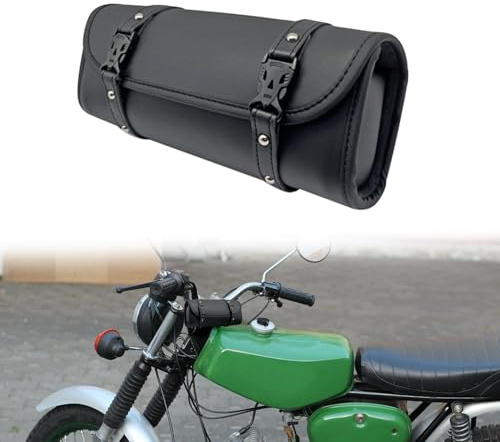 BIUGERCN Motorcykel verktygsväska PU-läder universell sadelväska för styre Sissybar förvaringspåse för Simson S51 S50 KR51 MZ ETZ TS Kreidler Florett Hercules K50 Sachs 50/80 Zündapp KS50