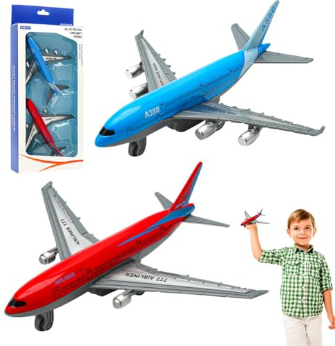 NimblusToy Aeroplano Giocattolo, 2pcs Aereo Giocattolo, Aereo Set Modello, Modellini Aerei, Miniatura Deco Aereos Giocattolo Bambini Ragazzo Natale Compleanno Regalo -B