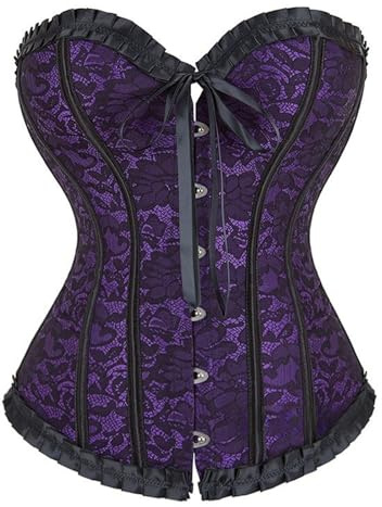Generisch Corsetto da donna, corsetto intero regolabile, stile gotico, vintage, corpetto steampunk, corsetto da sopra il seno, sexy, elegante, per Oktoberfest, Halloween, Lilla #1, M