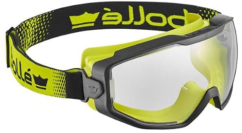 BOLLE Ocular en PC incoloro antirayaduras y antivaho PLATINUM Lite - Montura en PC/TPR noir/amarillo ventilada (indirecta) pour adultes, usage quotidien, format pratique