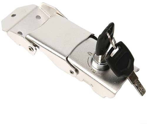 Marchfunny Cerradura de hebilla de acero inoxidable desmontable resistente a la corrosión para almacenamiento de motocicletas, tipo de bloqueo de bisagra con 2 llaves, adecuado para uso en exteriores