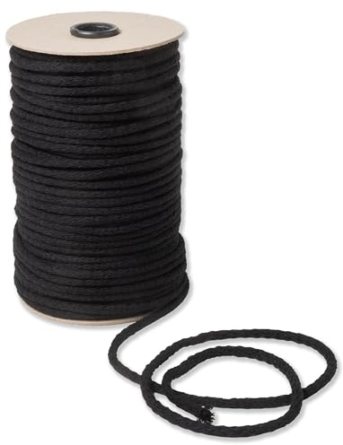 IPEA Corda Macrame Nero Cotone Naturale – 6 mm x 100 Metri – [ Made in Italy ] – Rotolo Super Lungo – Filo da Cucito per Lavorazioni Artigianali, Decorazioni, Arazzi e Tende - Filato