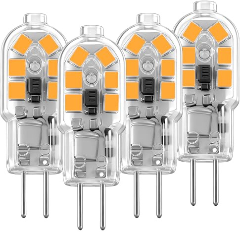 LUHMQ G4 LED Birne 2W ersetzt 20W Halogen,AC/DC 12V-24V Niederspannung,MR11 Bi-Pin Sockel - Für Landschaftsleuchten, Unterschrank-Pucklichter, Kronleuchter, Haushaltsleuchten (Warmweiß 3000k, 4 Stück)