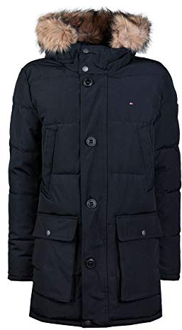 Tommy Hilfiger mens Arctic Cloth Heavyweight Performance Parka Down Alternative Coat, Navy, X-Small US