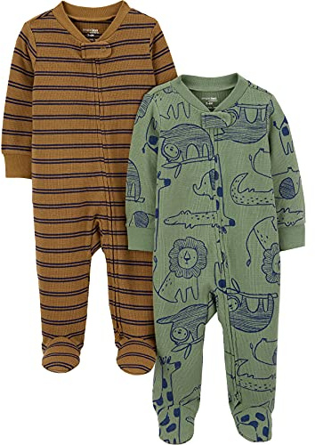 Simple Joys by Carter's Baby Boys' 2-Pack 2-Way Zip Thermal Footed Sleep and Play