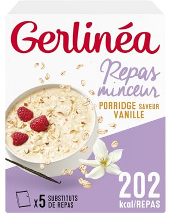 GERLINÉA – Porridge mit Vanillegeschmack – Vollkornhaferflocken & Haferkleie – Ideal für ein reichhaltiges Frühstück – Ballaststoffquelle – 5 Portionen – 275 g